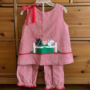 Red Gingham Two-Piece Farm Set